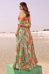 Shop_MEHER BY ISLIE_Pink Summer Silk Printed Parrot Square Neck Paradise Skirt Set _at_Aza_Fashions