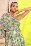 Shop_MEHER BY ISLIE_Multi Color Summer Silk Printed Zebrula Asymmetric Dress _Online_at_Aza_Fashions