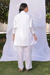 Shop_MEHER BY ISLIE_White Cotton Placement Applique Rose Collared Neck Contrast Shirt With Pant _at_Aza_Fashions