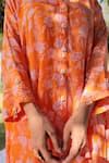 Shop_MEHER BY ISLIE_Orange Natural Crepe Print Floral Collared Neck Shirt With Pant _Online_at_Aza_Fashions