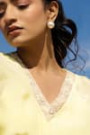 MEHER BY ISLIE_Green Natural Crepe Embellished Pearl French Knot Moti Ring Kurta With Pant _Online_at_Aza_Fashions