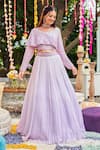 Buy_Swish By Dolcy And Simran_Purple Organza Lining Shantoon Embroidery Orchid Pleated Lehenga With Blouse _at_Aza_Fashions