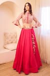 Buy_Swish By Dolcy And Simran_Pink Satin Silk Lining Shantoon Masakali Bloom Blouse With Lehenga _at_Aza_Fashions