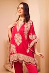 Buy_Swish By Dolcy And Simran_Pink Satin Silk Lining Shantoon Seher Gullistta Bloom Kaftan With Pant _Online_at_Aza_Fashions