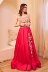 Buy_Swish By Dolcy And Simran_Pink Satin Silk Lining Shantoon Embroidery Aashiyaan Bahar Jaal Lehenga Set _at_Aza_Fashions