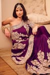 Swish By Dolcy And Simran_Purple Satin Silk Lining Shantoon Embroidery Rooh Bahar Kaftan With Sharara _at_Aza_Fashions