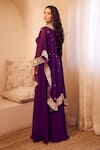 Shop_Swish By Dolcy And Simran_Purple Organza Lining Shantoon Embroidery Mast Magan Noor Bahar Cape Set _at_Aza_Fashions