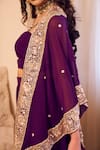 Shop_Swish By Dolcy And Simran_Purple Organza Lining Shantoon Embroidery Mast Magan Noor Bahar Cape Set _Online_at_Aza_Fashions