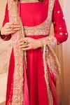 Buy_Swish By Dolcy And Simran_Pink Satin Silk Lining Shantoon Embroidery Meherbaan Ditsy Flora Anarkali Set _Online_at_Aza_Fashions