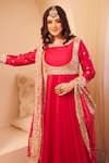 Shop_Swish By Dolcy And Simran_Pink Satin Silk Lining Shantoon Embroidery Meherbaan Ditsy Flora Anarkali Set _Online_at_Aza_Fashions