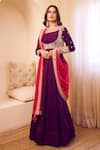 Buy_Swish By Dolcy And Simran_Purple Satin Silk Lining Shantoon Meherbaan Bahar Flora Anarkali Set _at_Aza_Fashions