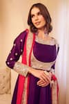 Swish By Dolcy And Simran_Purple Satin Silk Lining Shantoon Meherbaan Bahar Flora Anarkali Set _at_Aza_Fashions