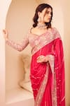 Swish By Dolcy And Simran_Pink Organza Lining Shantoon Riyaaz Phool Jaal Border Saree With Blouse _Online_at_Aza_Fashions