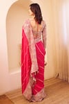 Shop_Swish By Dolcy And Simran_Pink Organza Lining Shantoon Riyaaz Phool Jaal Border Saree With Blouse _at_Aza_Fashions