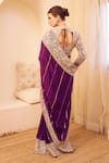 Shop_Swish By Dolcy And Simran_Purple Organza Lining Shantoon Riyaaz Phool Bahar Border Saree With Blouse _at_Aza_Fashions