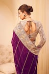 Shop_Swish By Dolcy And Simran_Purple Organza Lining Shantoon Riyaaz Phool Bahar Border Saree With Blouse _Online_at_Aza_Fashions