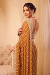 Buy_Swish By Dolcy And Simran_Yellow Organza Lining Shantoon Riyaaz Phool Gul Border Saree With Blouse _Online_at_Aza_Fashions