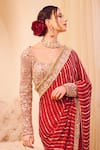 Buy_Swish By Dolcy And Simran_Maroon Organza Lining Shantoon Riyaaz Gullista Bahar Border Saree With Blouse _Online_at_Aza_Fashions