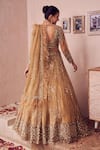 Shop_Swish By Dolcy And Simran_Gold Kora Organza Lining Shantoon Embroidery Sequin Dreamy Kalidar Lehenga Set _at_Aza_Fashions