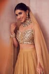 Swish By Dolcy And Simran_Gold Kora Organza Lining Shantoon Embroidery Sequin Dreamy Kalidar Lehenga Set _Online_at_Aza_Fashions