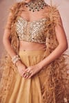 Shop_Swish By Dolcy And Simran_Gold Kora Organza Lining Shantoon Embroidery Sequin Dreamy Kalidar Lehenga Set _Online_at_Aza_Fashions