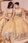 Swish By Dolcy And Simran_Gold Kora Organza Lining Shantoon Embroidery Sequin Dreamy Kalidar Lehenga Set _at_Aza_Fashions