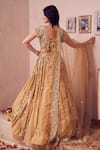 Shop_Swish By Dolcy And Simran_Gold Net Embroidery Sequin Sweetheart Neck Royale Ambrosia Bridal Lehenga Set _at_Aza_Fashions