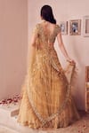 Buy_Swish By Dolcy And Simran_Gold Net Embroidery Sequin Sweetheart Neck Bloomy Ambrosia Bridal Lehenga Set _Online_at_Aza_Fashions