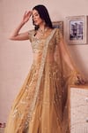 Shop_Swish By Dolcy And Simran_Gold Net Embroidery Sequin Sweetheart Neck Bloomy Ambrosia Bridal Lehenga Set _Online_at_Aza_Fashions