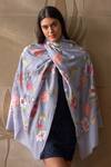 Buy_MAULI CASHMERE_Blue Resham Perfect Bloom Embroidered Stole _at_Aza_Fashions