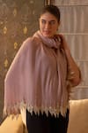 Buy_MAULI CASHMERE_Purple Bead Leafy Sparkle Border Embroidered Stole _at_Aza_Fashions