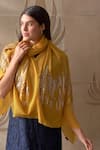 Buy_MAULI CASHMERE_Yellow Bead Shooting Star Embroidered Stole _at_Aza_Fashions