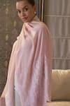 Shop_MAULI CASHMERE_Pink Thread Paisley Crest Embroidered Stole _at_Aza_Fashions