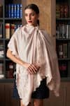 Buy_MAULI CASHMERE_Pink Thread Magnificent Magnolia Embroidered Stole _at_Aza_Fashions