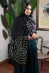 Buy_MAULI CASHMERE_Black Zari Thread Twilight Shimmer Embroidered Stole _at_Aza_Fashions