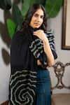 MAULI CASHMERE_Black Zari Thread Twilight Shimmer Embroidered Stole _Online_at_Aza_Fashions