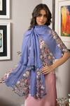 Buy_MAULI CASHMERE_Purple Thread Cherry Blossom Flounce Embroidered Stole _at_Aza_Fashions