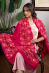 Shop_MAULI CASHMERE_Pink Resham Floral Bliss Embroidered Stole _at_Aza_Fashions