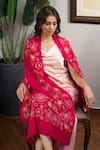 MAULI CASHMERE_Pink Resham Floral Bliss Embroidered Stole _Online_at_Aza_Fashions