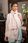 Buy_MAULI CASHMERE_Pink Thread Floraison Embroidered Stole _at_Aza_Fashions