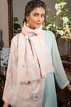 Buy_MAULI CASHMERE_Pink Thread Floraison Embroidered Stole _Online_at_Aza_Fashions