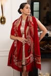 Buy_MAULI CASHMERE_Red Leaf Affair Embroidered Stole _at_Aza_Fashions