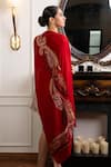 Shop_MAULI CASHMERE_Red Leaf Affair Embroidered Stole _at_Aza_Fashions