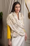 Shop_MAULI CASHMERE_Ivory Thread Glitz Cherry Blossom Embroidered Stole _at_Aza_Fashions