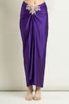 Buy_Anamika Khanna_Purple Embroidery Sweetheart Cape And Draped Skirt Set 