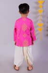 Shop_LIL DRAMA_Pink Mul Embroidery Marigold Janmashtami Kurta With Dhoti _at_Aza_Fashions