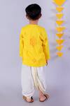 Shop_LIL DRAMA_Yellow Mul Embroidery Marigold Janmashtami Blossom Kurta With Dhoti _at_Aza_Fashions