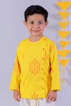 Buy_LIL DRAMA_Yellow Mul Embroidery Marigold Janmashtami Blossom Kurta With Dhoti _Online_at_Aza_Fashions