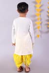 Shop_LIL DRAMA_White Cambric Lining 100% Cotton Embroidery Bal Kurta With Tie Dye Dhoti _at_Aza_Fashions