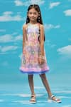 Buy_LIL DRAMA_Multi Color Polyester Foil Print Sequin Pleated Frilled Hem Dress _at_Aza_Fashions